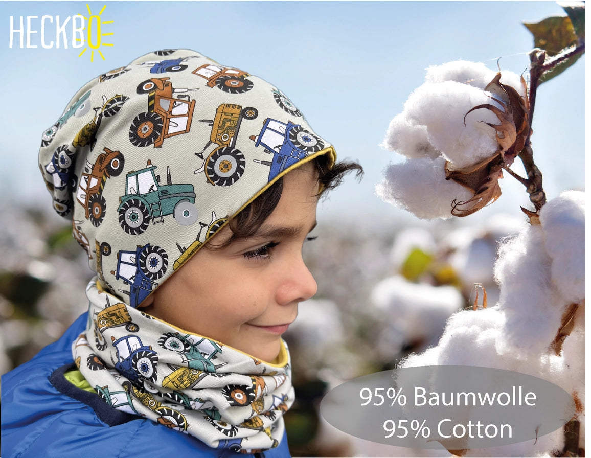 360° Reflektor Beanie & Loop – Traktor - Jersey innen