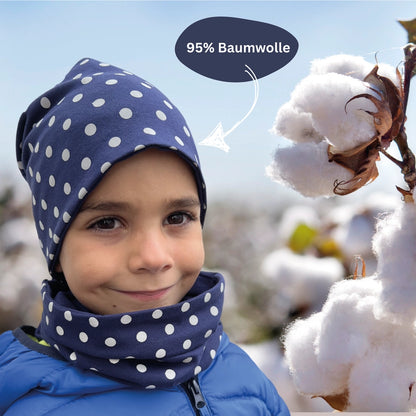 Kinder Reflektor Mütze & Loop - Punkte