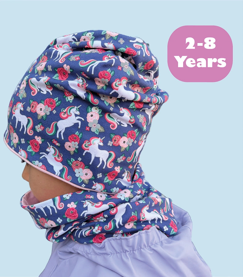 360° Reflektor Mütze & Schal – Einhorn - Jersey innen