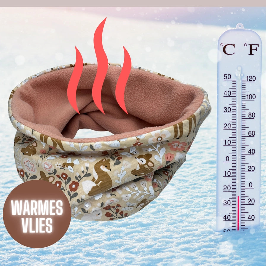 360° Reflektor Beanie & Loop – Waldtiere- Vlies innen