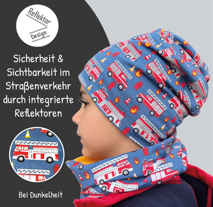 360° Reflektor Mütze & Schal- Feuerwehr - Vlies innen