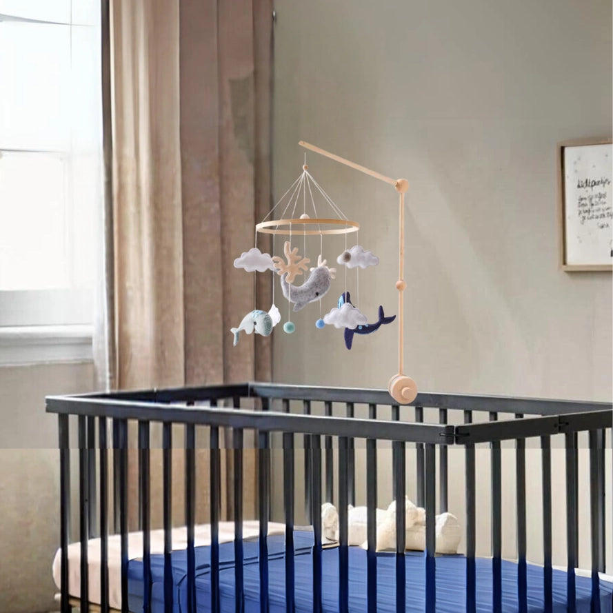 Handgefertigtes Baby-Mobile Ozean & Wale | Filz & Holz