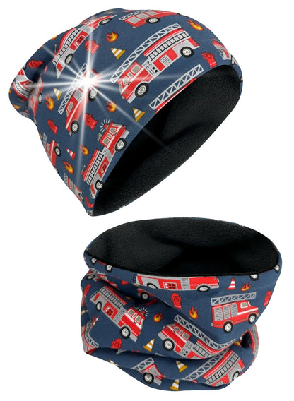 360° Reflektor Mütze & Schal- Feuerwehr - Vlies innen