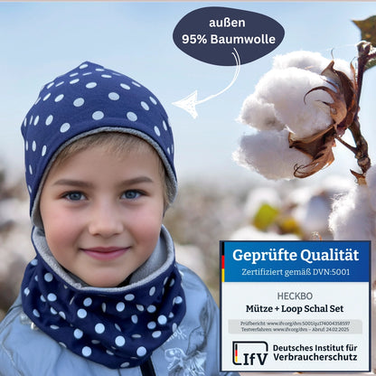 Kinder Reflektor Mütze & Loop - Punkte