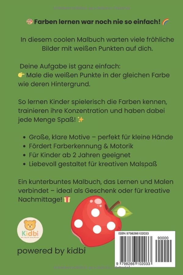 Cooles Punktemalen Malbuch: „Weiße Punkte? Male sie in der richtigen Farbe an!“
