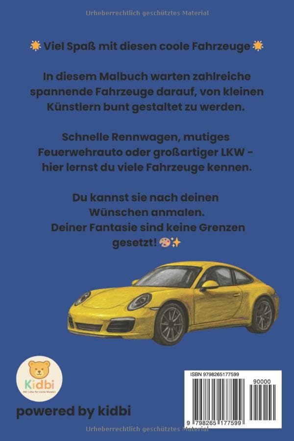 Coole Fahrzeuge Malbuch: „Ein kreatives Malbuch mit coolen Autos, Lastwagen, Bussen, Traktoren und Baustellenfahrzeugen“