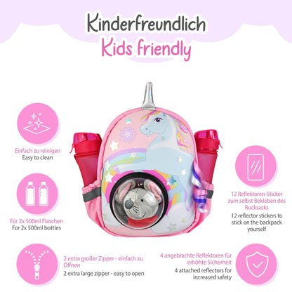 Kinder Rucksack Einhorn mit Sichtfenster