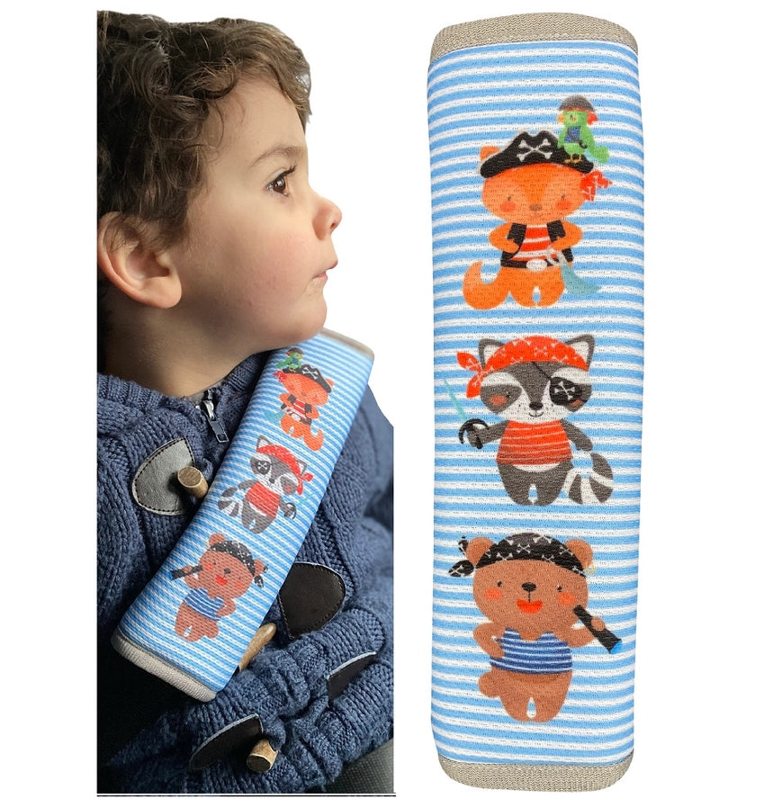 2x Piraten Tiere Kinder Auto Gurtpolster Gurtschutz