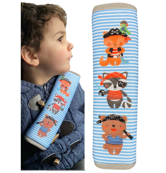 2x Piraten Tiere Kinder Auto Gurtpolster Gurtschutz