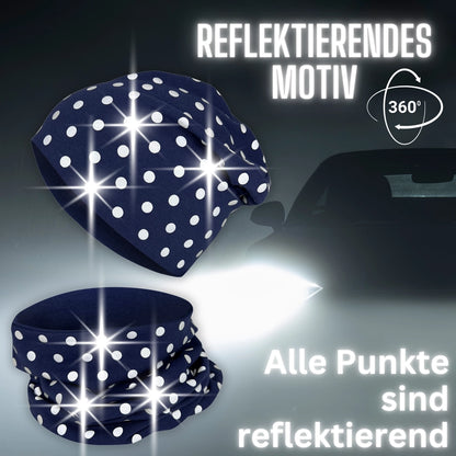Kinder Reflektor Mütze & Loop - Punkte