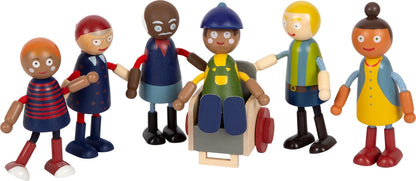 Biegepuppen-Familie Mit Rollstuhl | Puppen | Holz