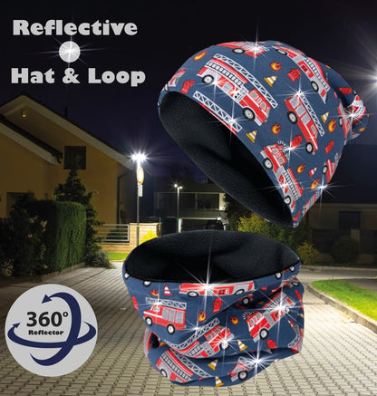 360° Reflektor Mütze & Schal- Feuerwehr - Vlies innen