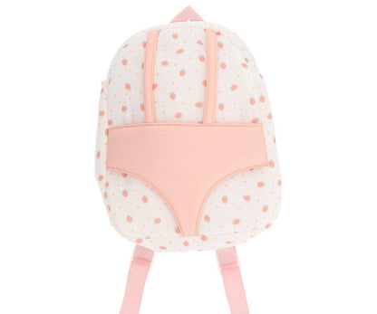 Weißer Puppenrucksack Erdbeeren