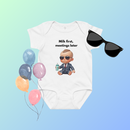 "Milk first" Baby-Jersey-Body