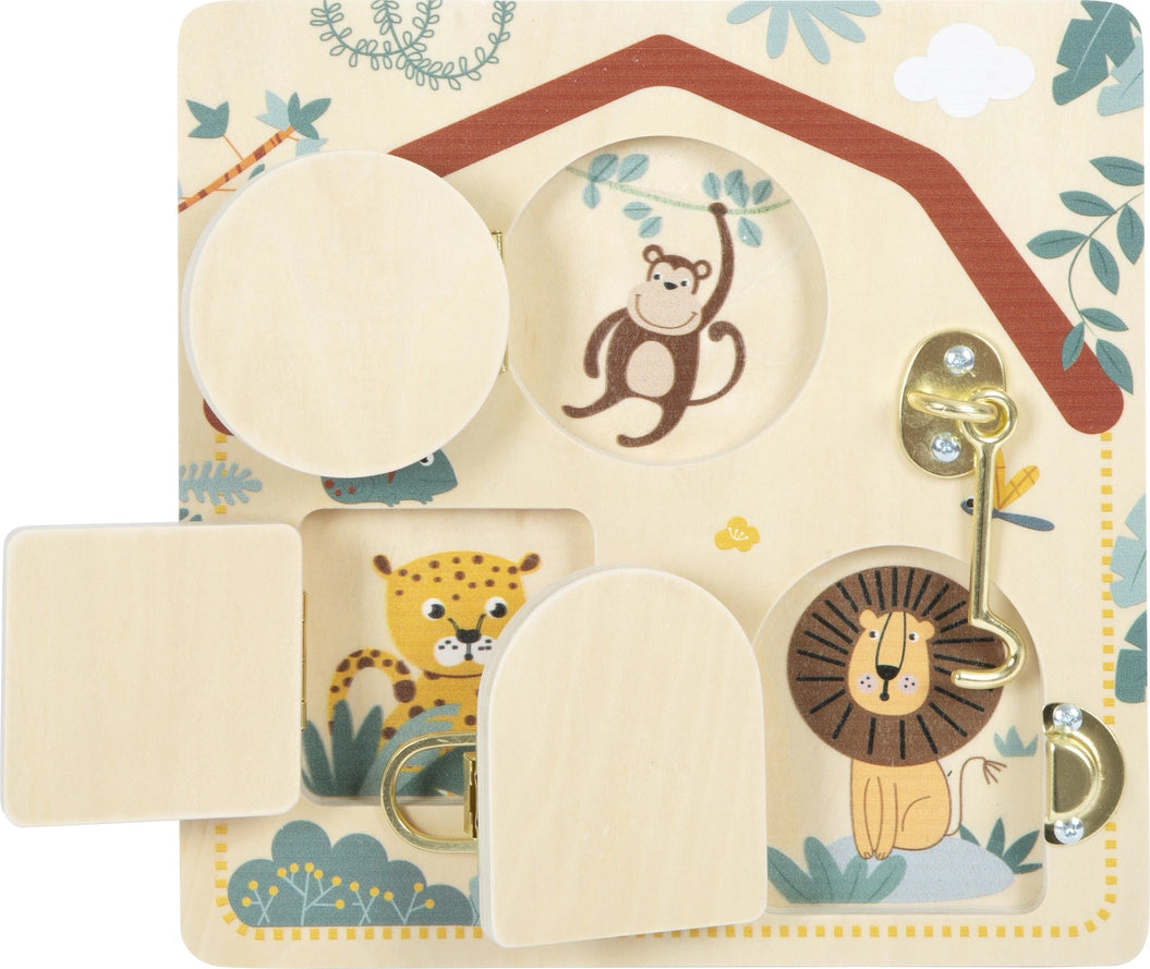 Motorikbrett Schloss und Riegel „Safari“| Motorikspielzeug