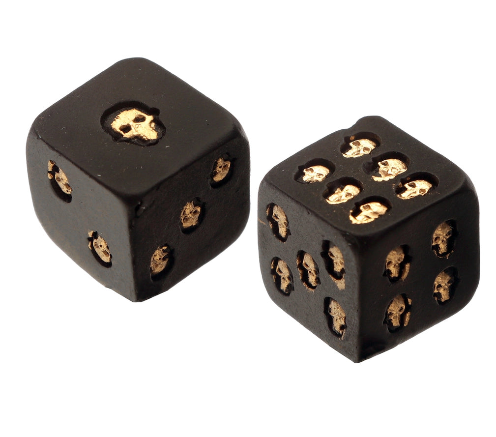🎲💀 Totenkopf Würfel – 2er Set (schwarz/gold) 💀🎲