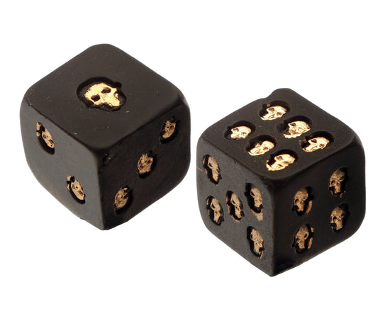 🎲💀 Totenkopf Würfel – 2er Set (schwarz/gold) 💀🎲