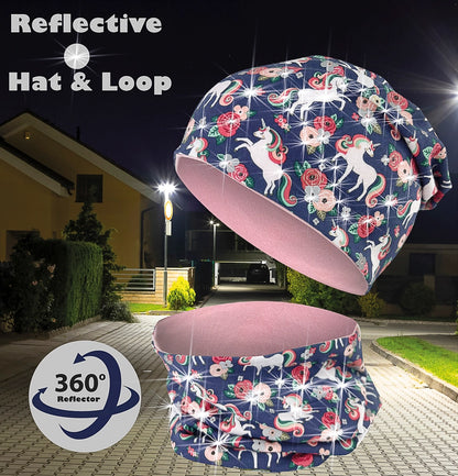 360° Reflektor Mütze & Schal – Einhorn - Jersey innen