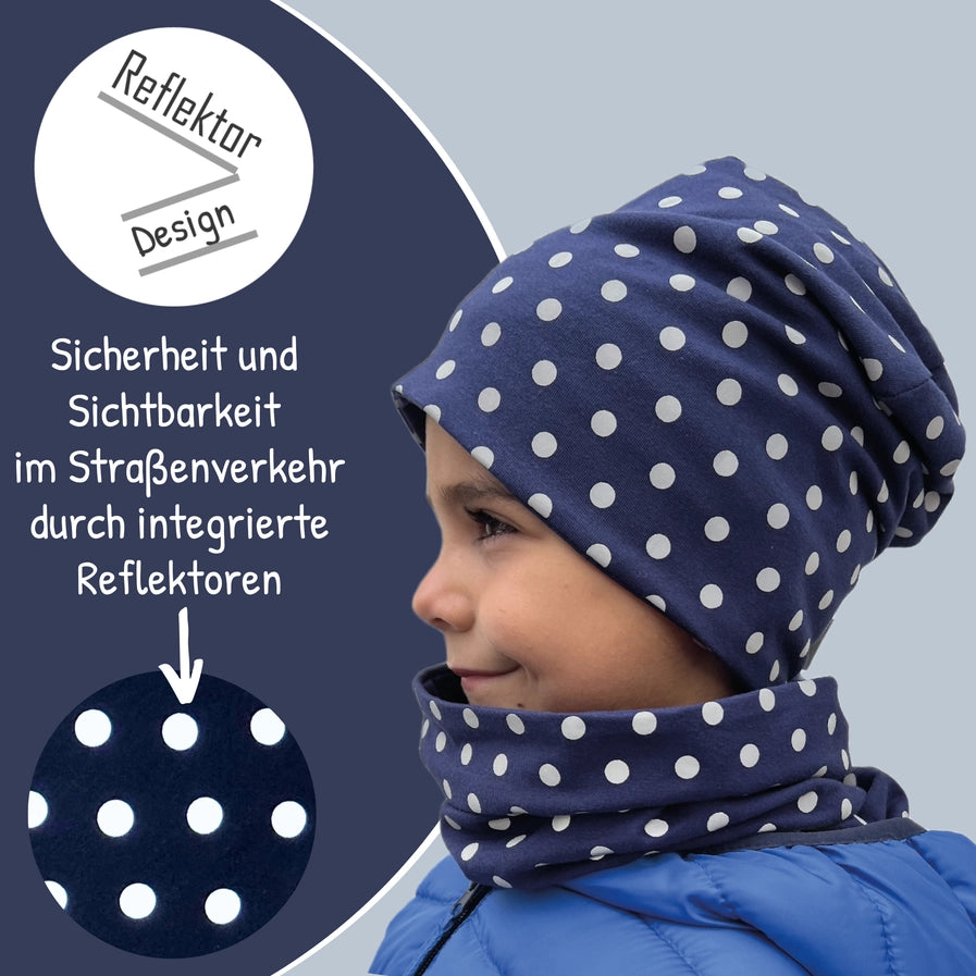Kinder Reflektor Mütze & Loop - Punkte