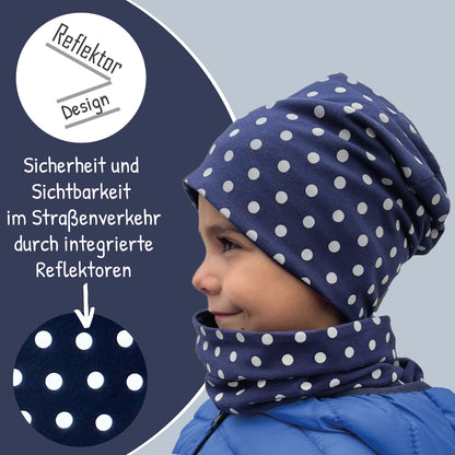 Kinder Reflektor Mütze & Loop - Punkte