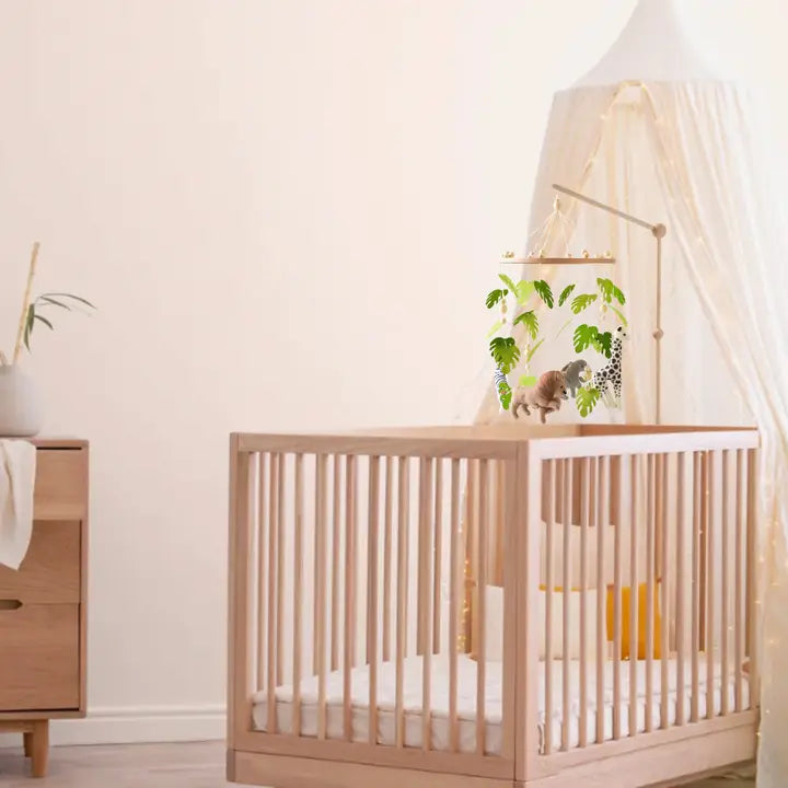 Handgefertigtes Baby-Mobile Tropischer Dschungel | Filz & Holz